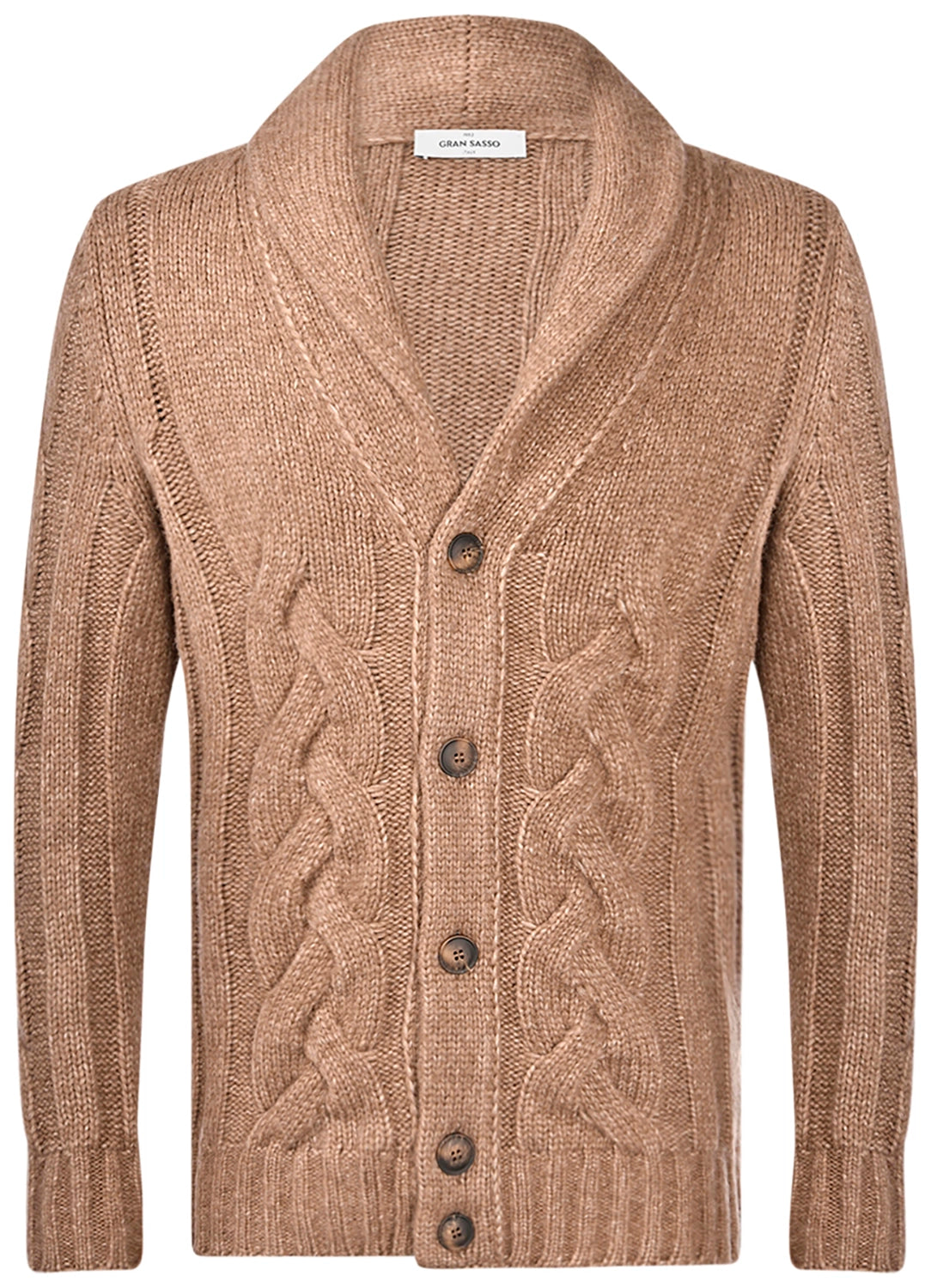 GRAN SASSO SHAWL NECK CABLE WOOL MIX CARDIGAN 10189