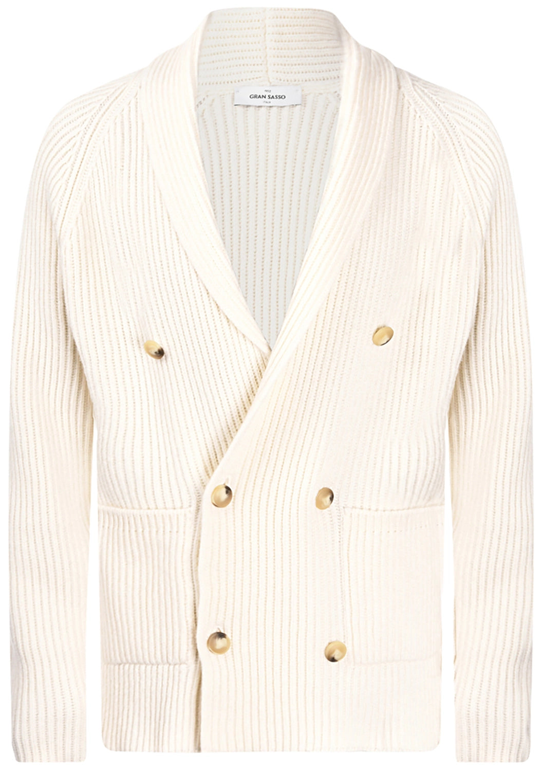 GRAN SASSO DOUBLE BREASTED SHAWL WOOL RIB CARDIGAN 13183