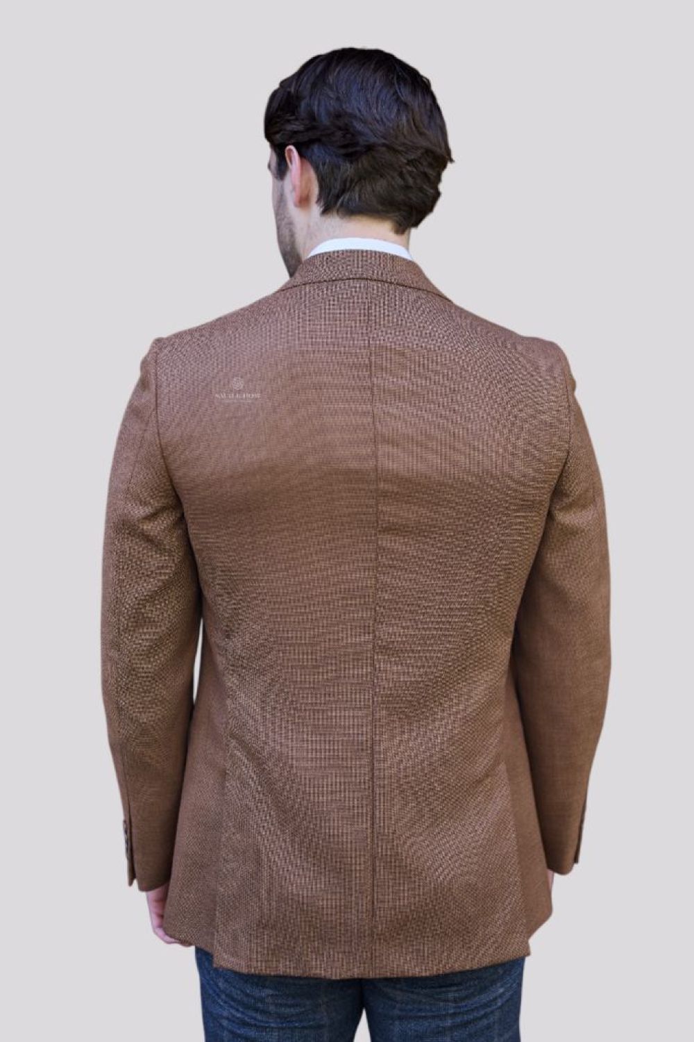 Savile Row Abram Wool Linen Fancy Blazer SJ01FBA in brown, back view