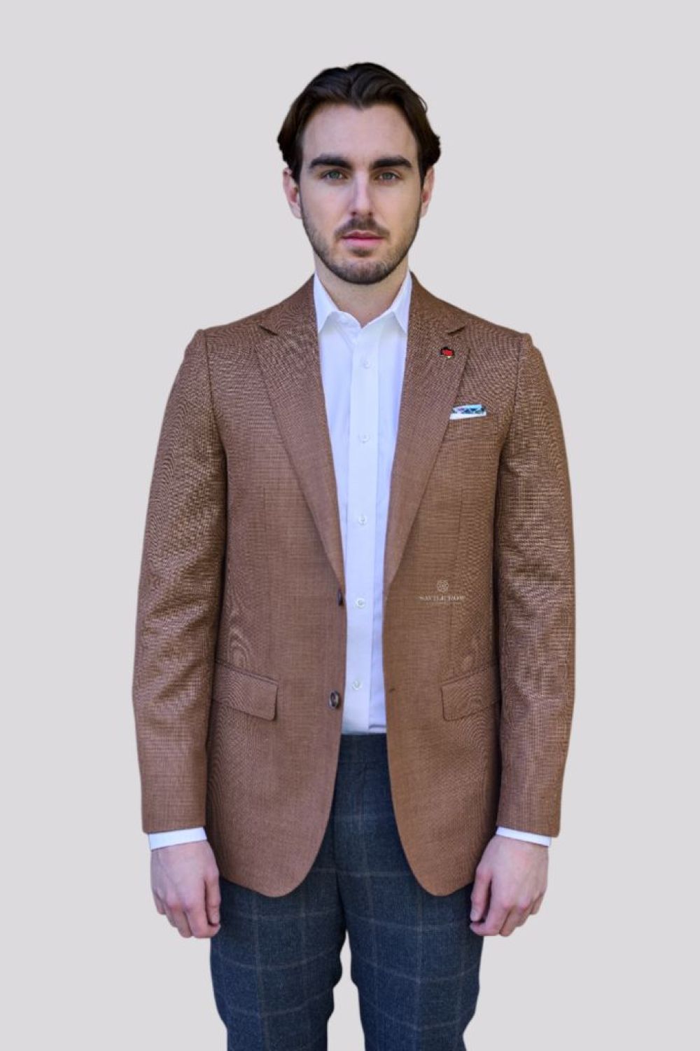 Savile Row Abram Wool Linen Fancy Blazer SJ01FBA in brown