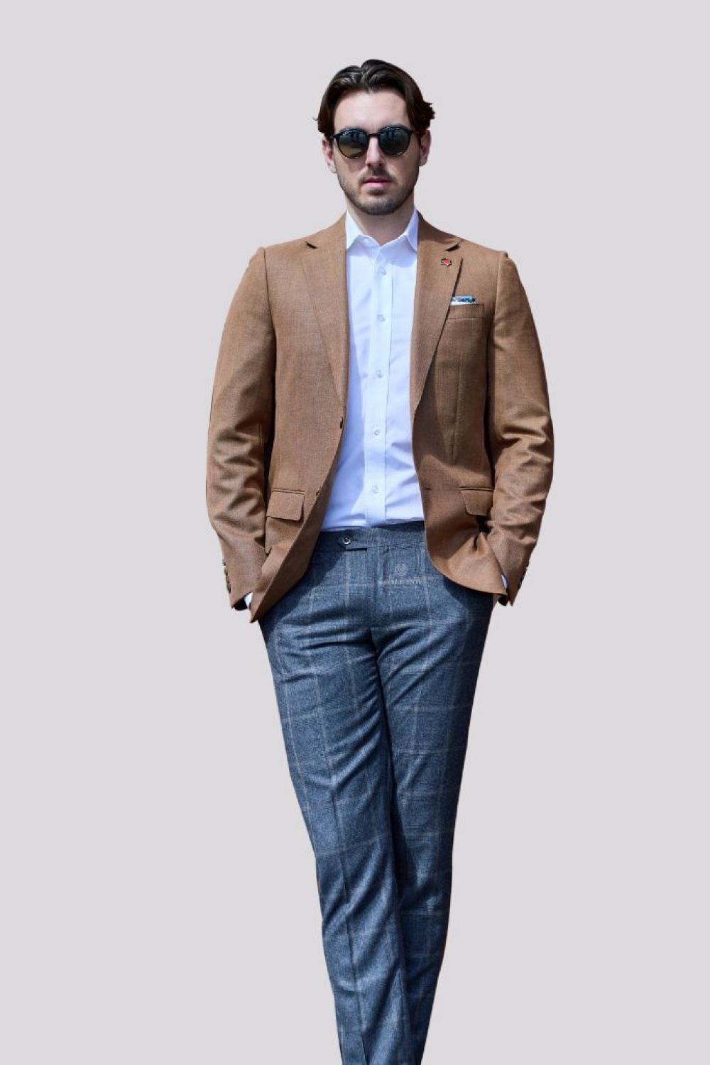 Savile Row Abram Wool Linen Fancy Blazer SJ01FBA in brown at Hartfords Menswear