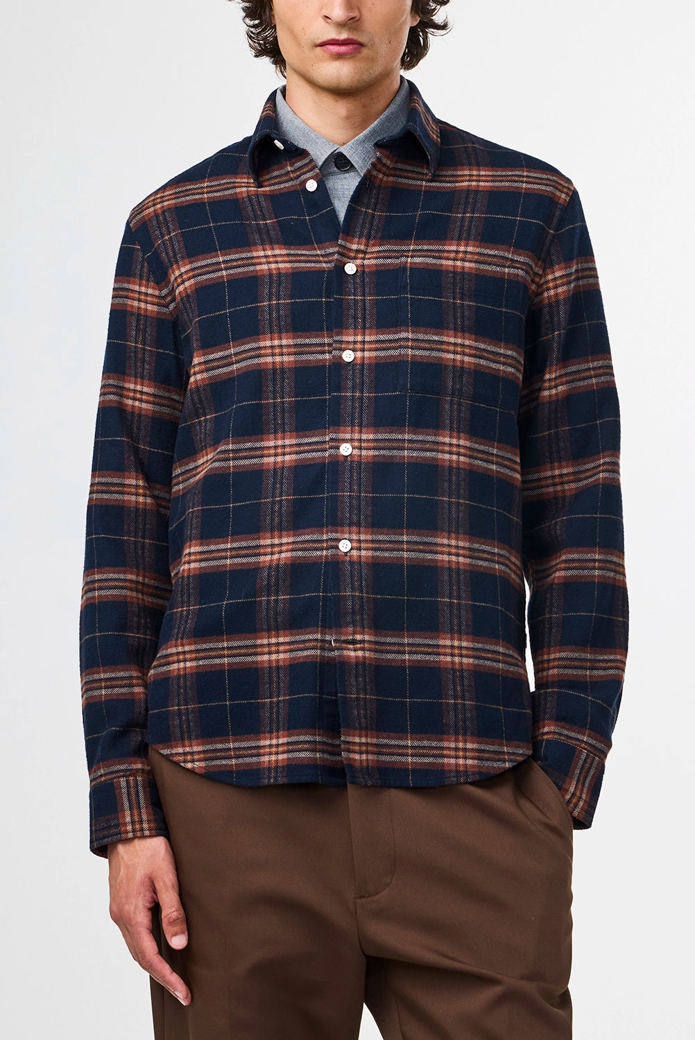 NN07 ARNE 100% COTTON FLANNEL L/S SLIM FIT CHECK SHIRT 5166