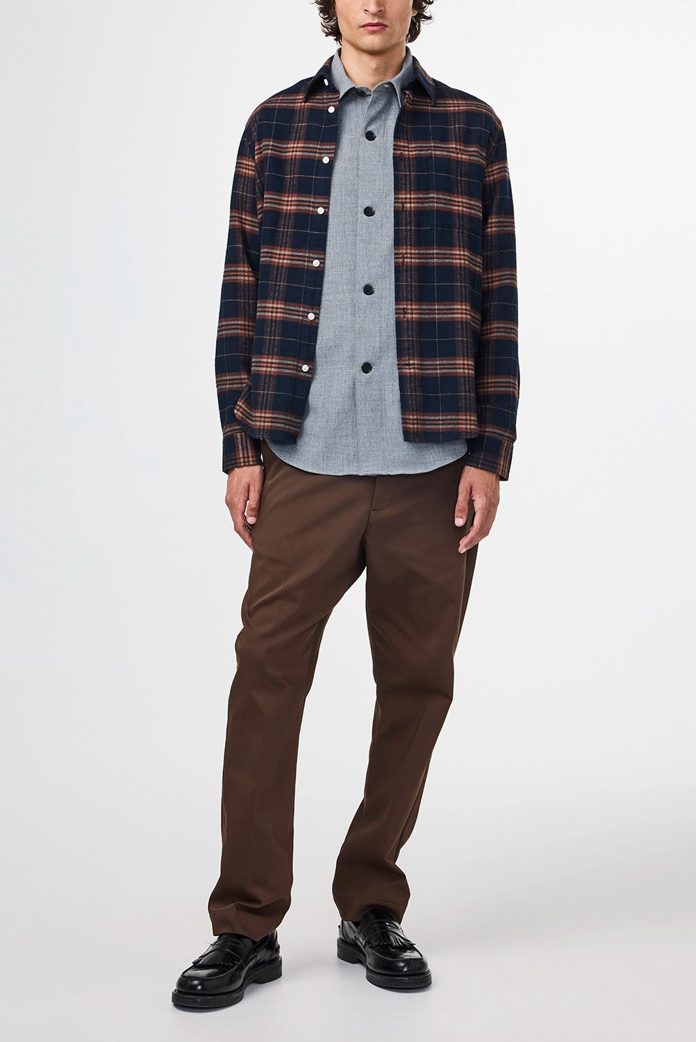 NN07 ARNE 100% COTTON FLANNEL L/S SLIM FIT CHECK SHIRT 5166