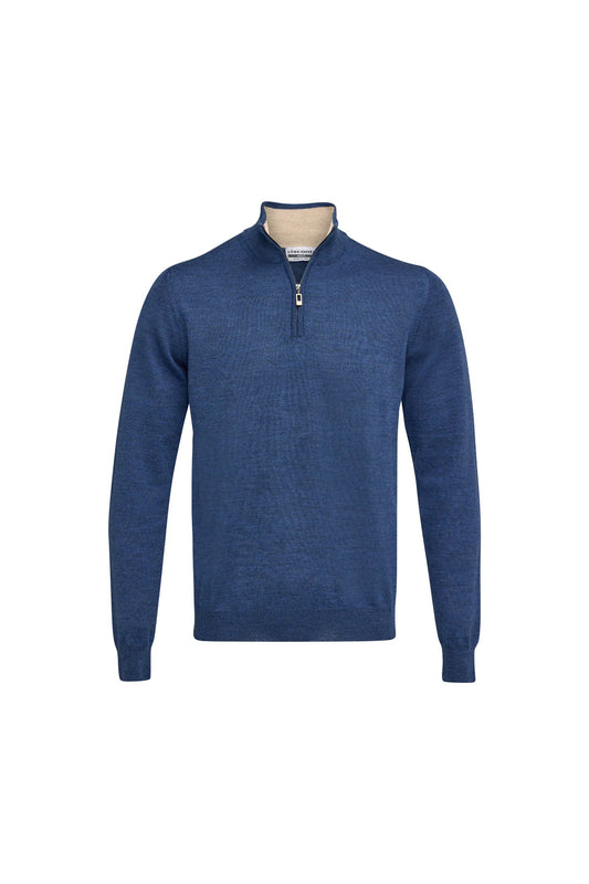 VISCONTI PURE ITALIAN MERINO MOCK ZIP NECK KNIT VISMZIP