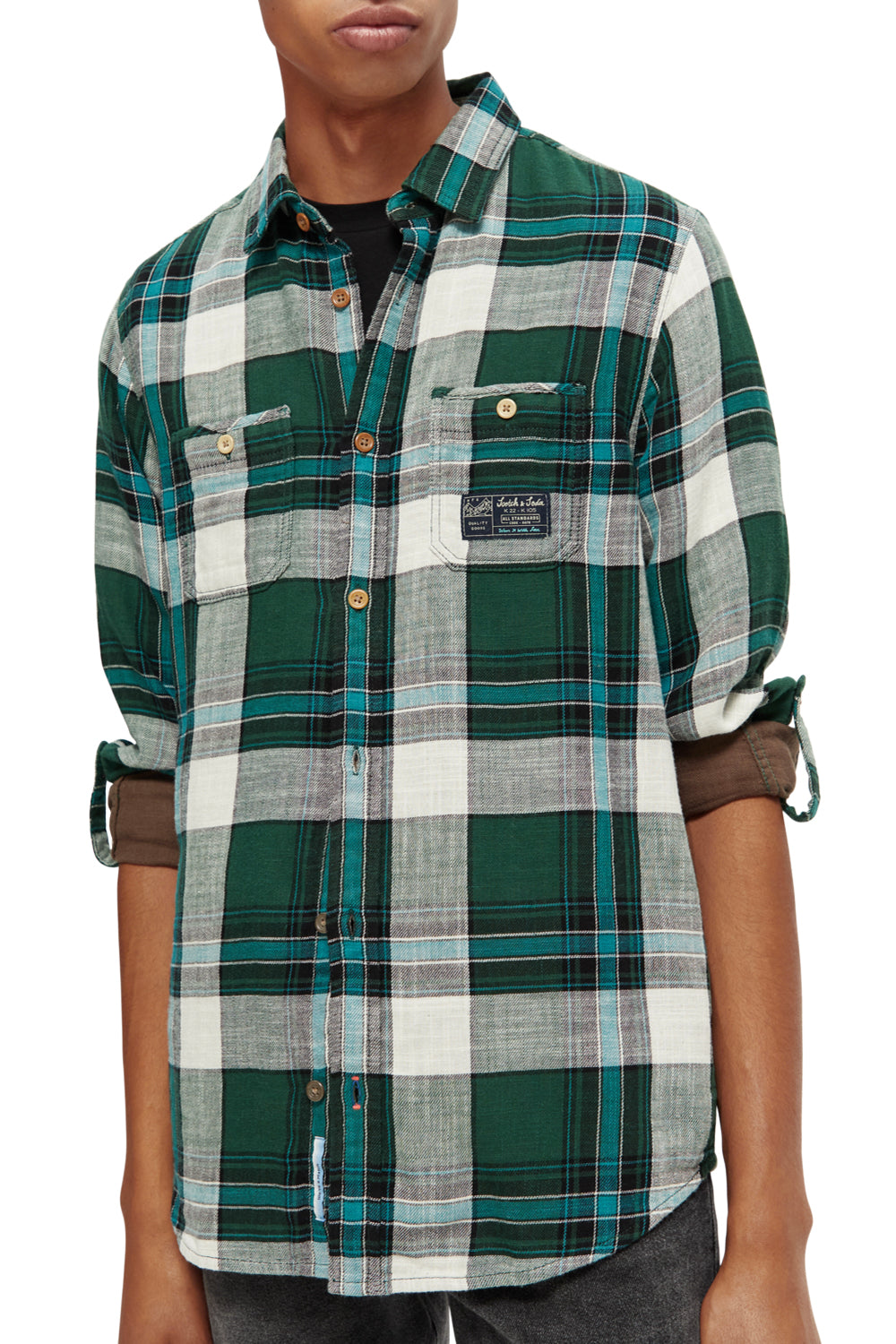 SCOTCH & SODA BONDED COTTON L/S CHECK SHIRT 169062