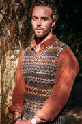 ERIBE SCOTLAND BRODIE 100% SOFT SHETLAND WOOL FAIRISLE RIB VEST V4200