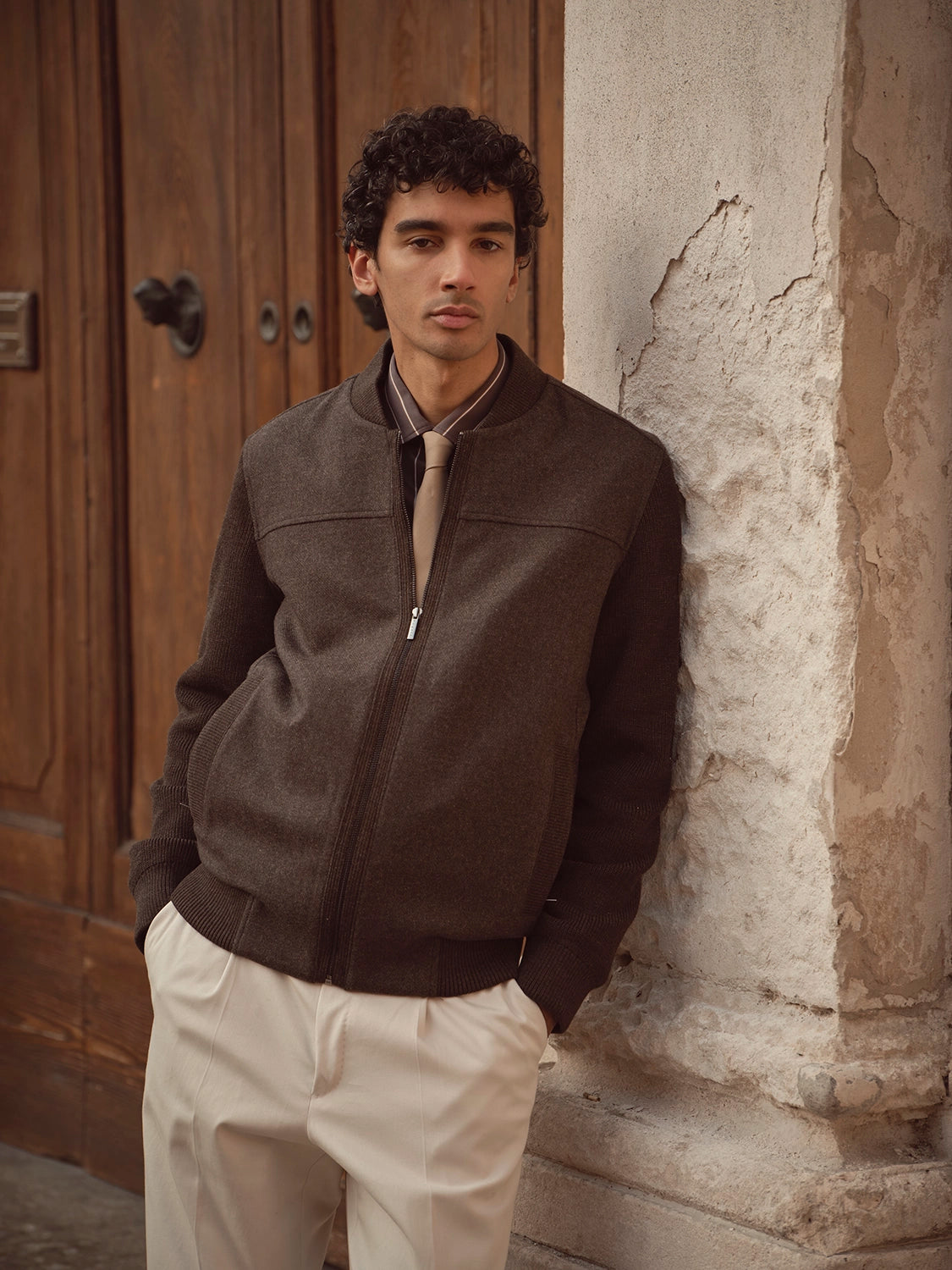 BUGATTI WOOL QUILTED ZIP BOMBER JACKET 46987
