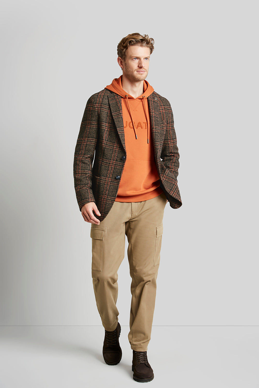 BUGATTI WOOL BLEND TWEED CHECK SLIM FIT BLAZER 49268