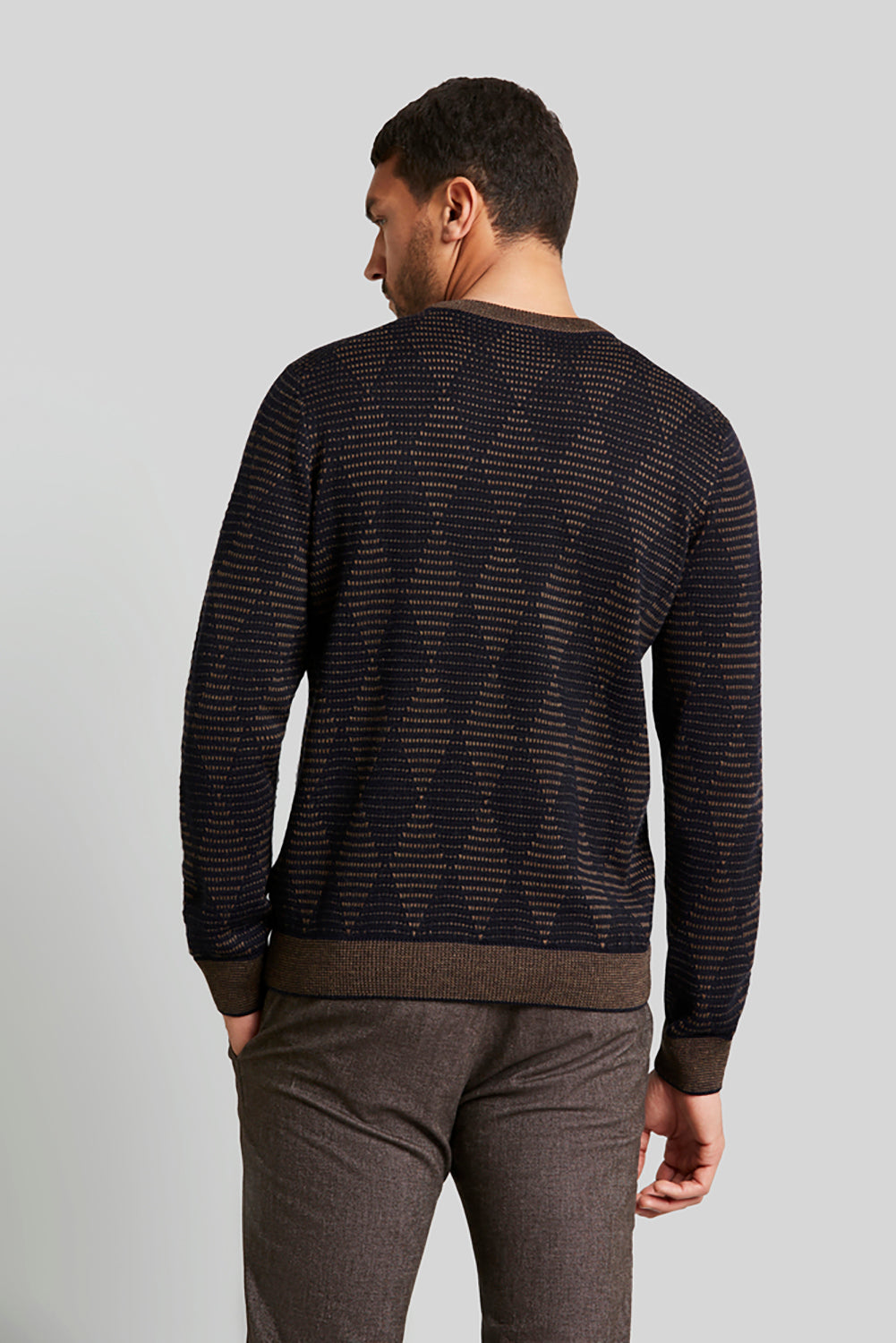 BUGATTI MERINO WOOL BLEND DIAMOND CREW NECK KNIT 45530