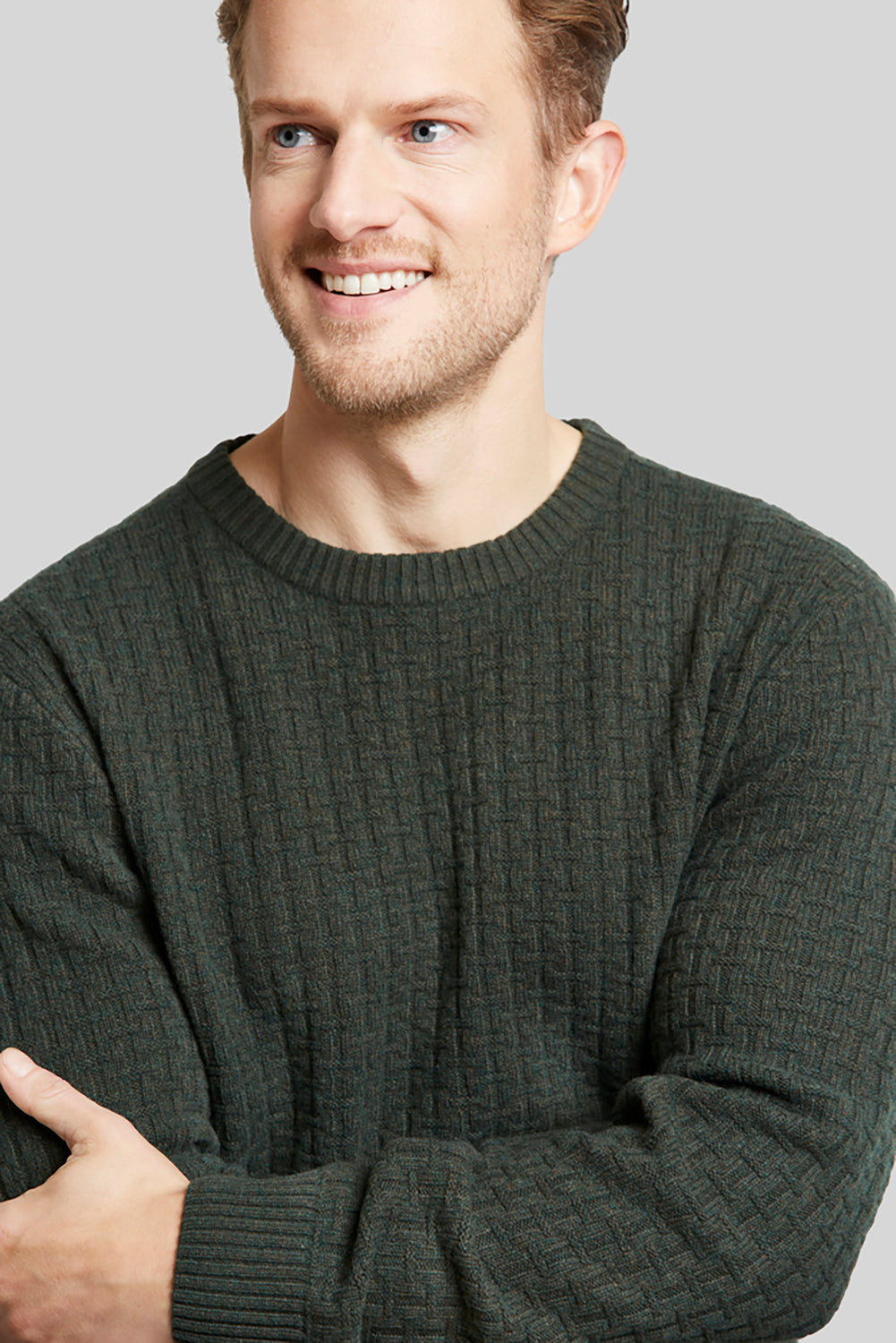 BUGATTI LAMBSWOOL BASKET WEAVE CREW NECK KNIT 45564