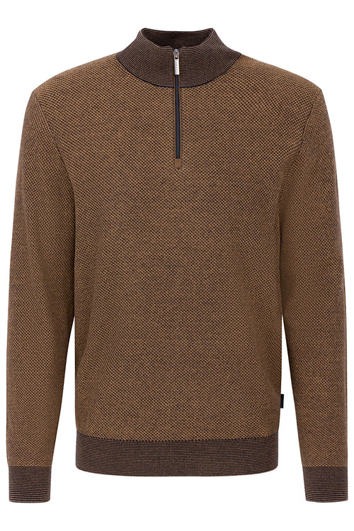 BUGATTI COTTON BLEND TEXTURED 1/4 ZIP NECK KNIT 65533BZ