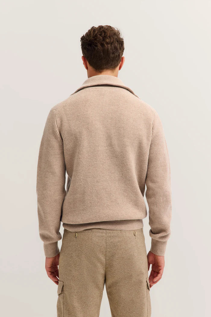 BUGATTI WOOL MIX 1/4 ZIP NECK RIB KNIT