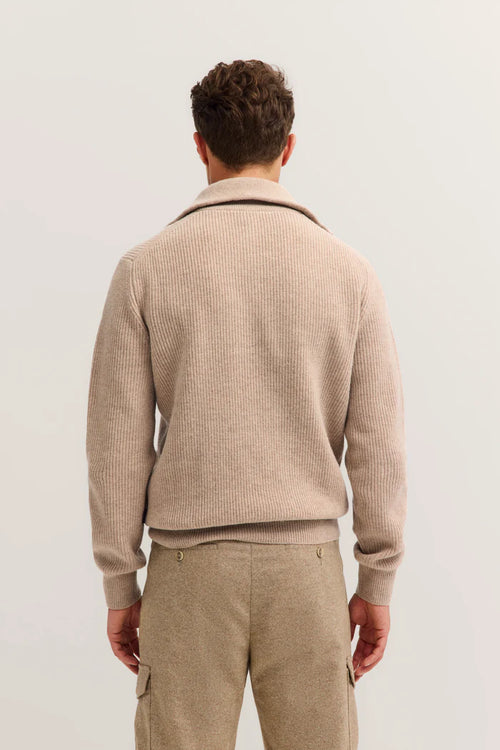 BUGATTI WOOL MIX 1/4 ZIP NECK RIB KNIT