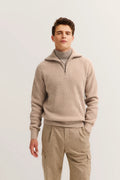 BUGATTI WOOL MIX 1/4 ZIP NECK RIB KNIT