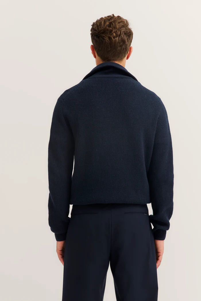 BUGATTI WOOL MIX 1/4 ZIP NECK RIB KNIT