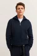 BUGATTI WOOL MIX 1/4 ZIP NECK RIB KNIT