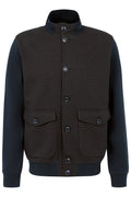 BUGATTI HOUNDSTOOTH STRETCH COTTON BUTTON THRU KNIT BOMBER 65063B