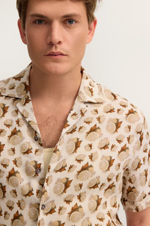 BUGATTI CITRUS PRINT LINEN S/S SHIRT 18908E