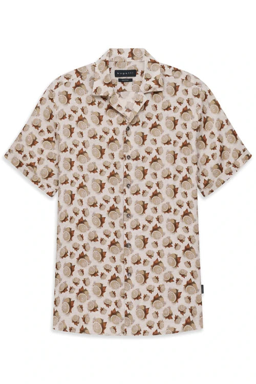 BUGATTI CITRUS PRINT LINEN S/S SHIRT 18908E