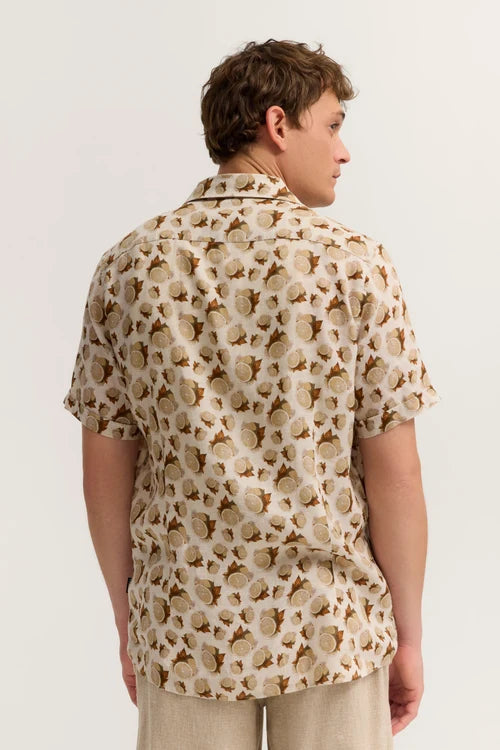BUGATTI CITRUS PRINT LINEN S/S SHIRT 18908E