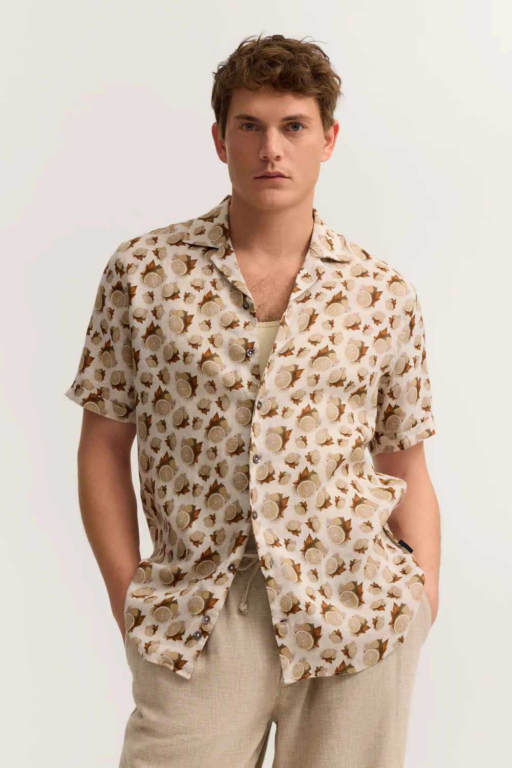 BUGATTI CITRUS PRINT LINEN S/S SHIRT 18908E
