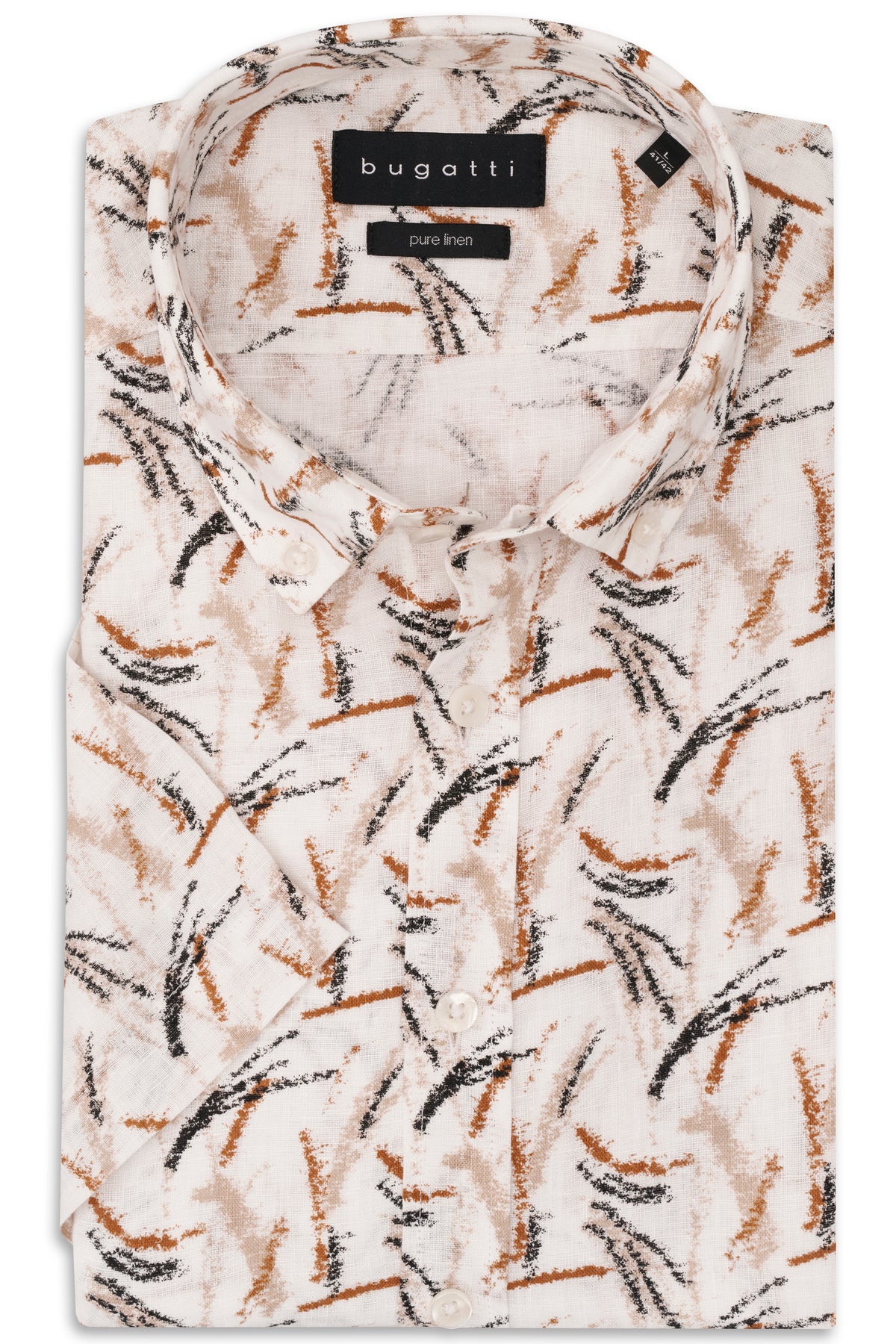 BUGATTI AOP LINEN S/S SHIRT 18904E