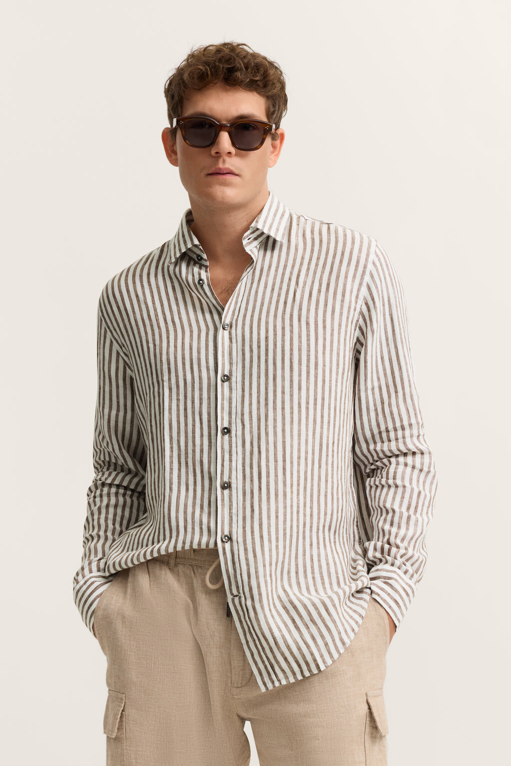 BUGATTI STRIPE LINEN L/S SHIRT 18901E