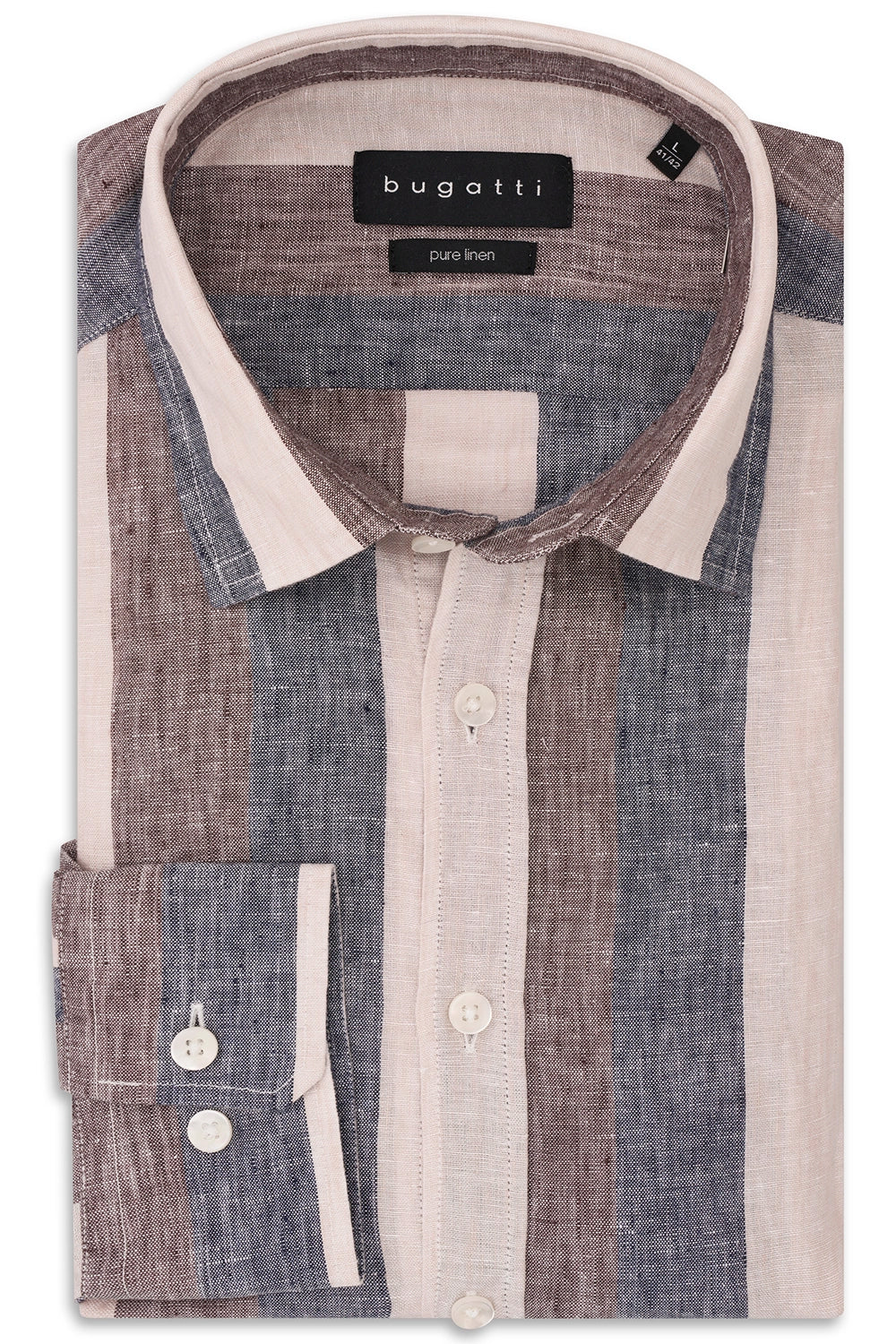 BUGATTI BOLD STRIPE LINEN L/S SHIRT 18909E