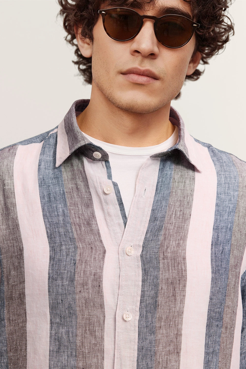 BUGATTI BOLD STRIPE LINEN L/S SHIRT 18909E