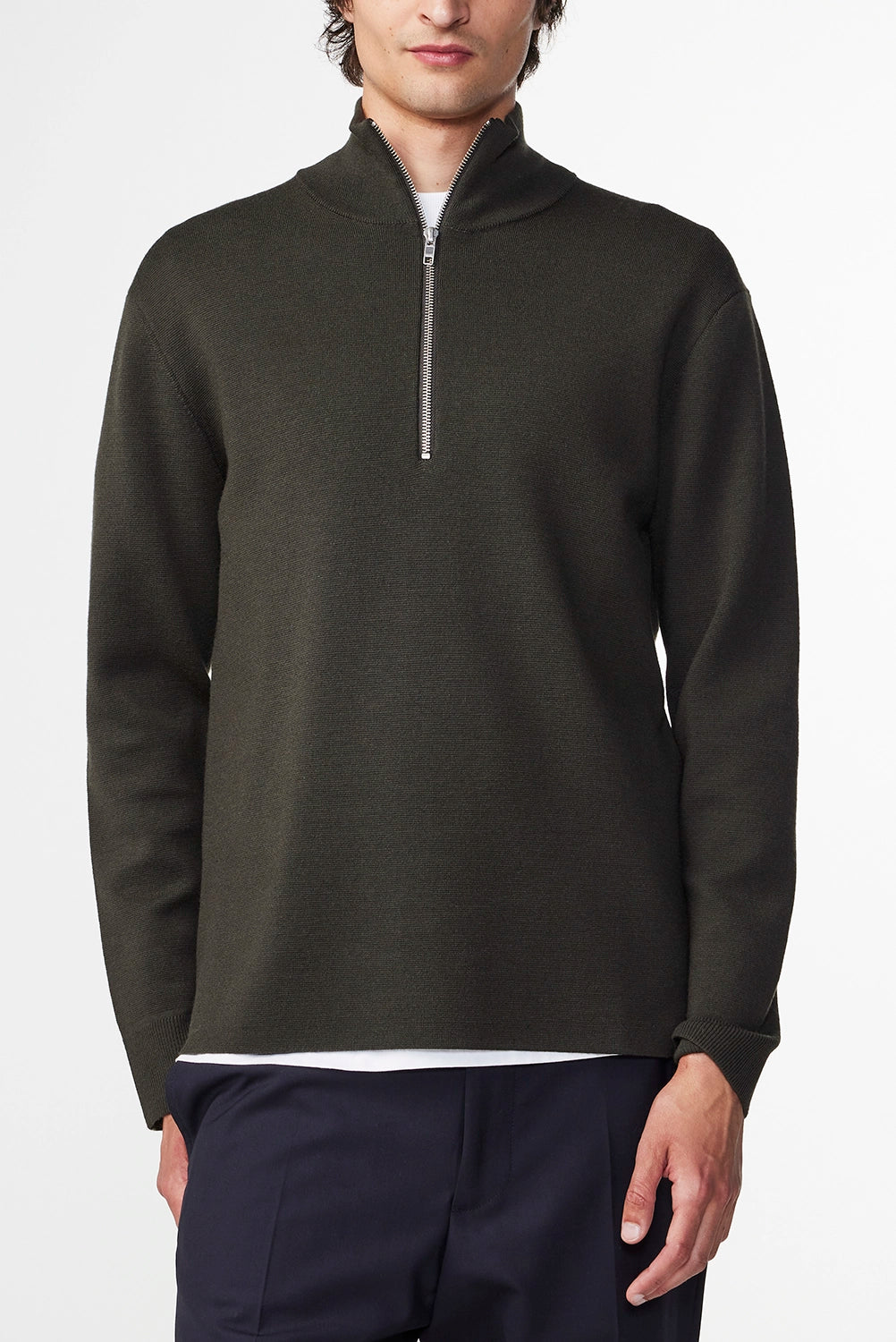 NN07 HARALD HALF ZIP STRETCH WOOL BLEND KNIT 6530
