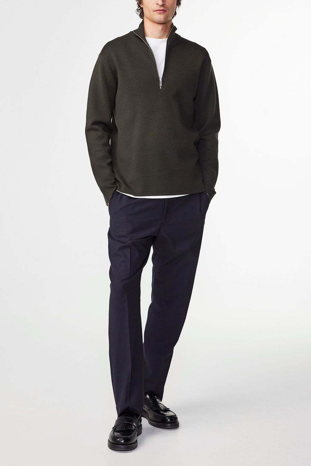 NN07 HARALD HALF ZIP STRETCH WOOL BLEND KNIT 6530