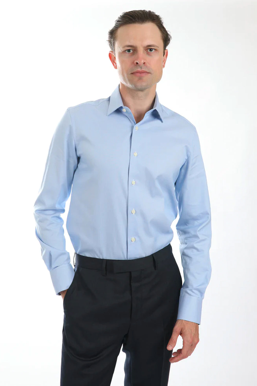 HARDY AMIES SLIM FIT PUPPY TOOTH DRESS SHIRT HA425SF