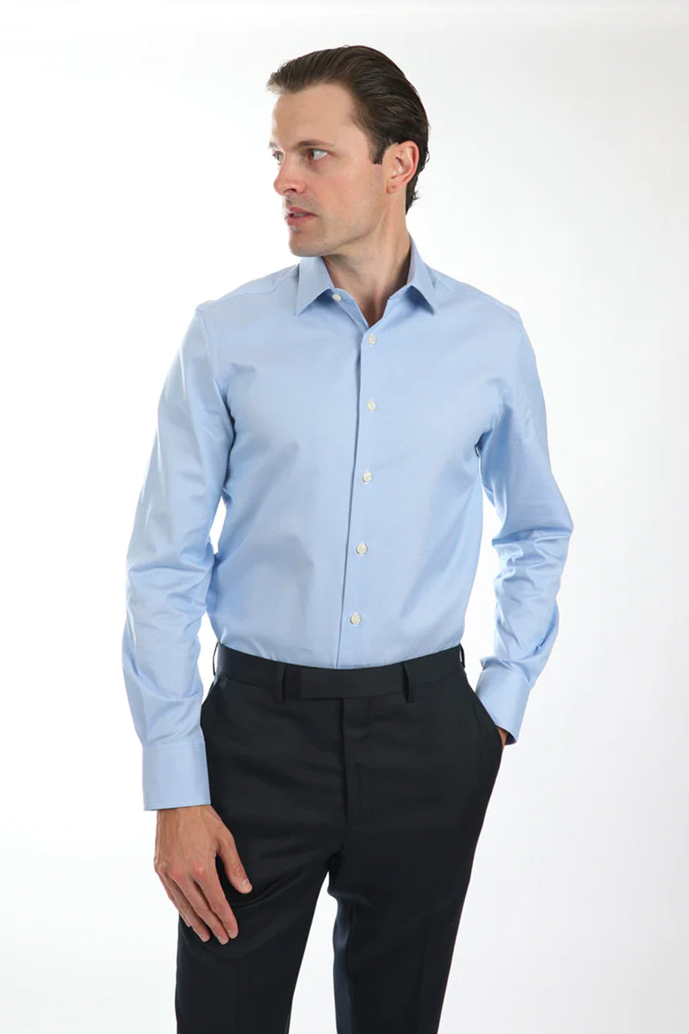 HARDY AMIES SLIM FIT PUPPY TOOTH DRESS SHIRT HA425SF