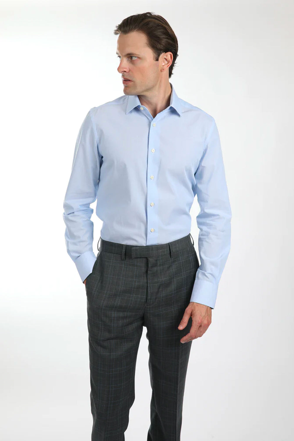 HARDY AMIES SLIM FIT FINE STRIPE DRESS SHIRT HA432SF