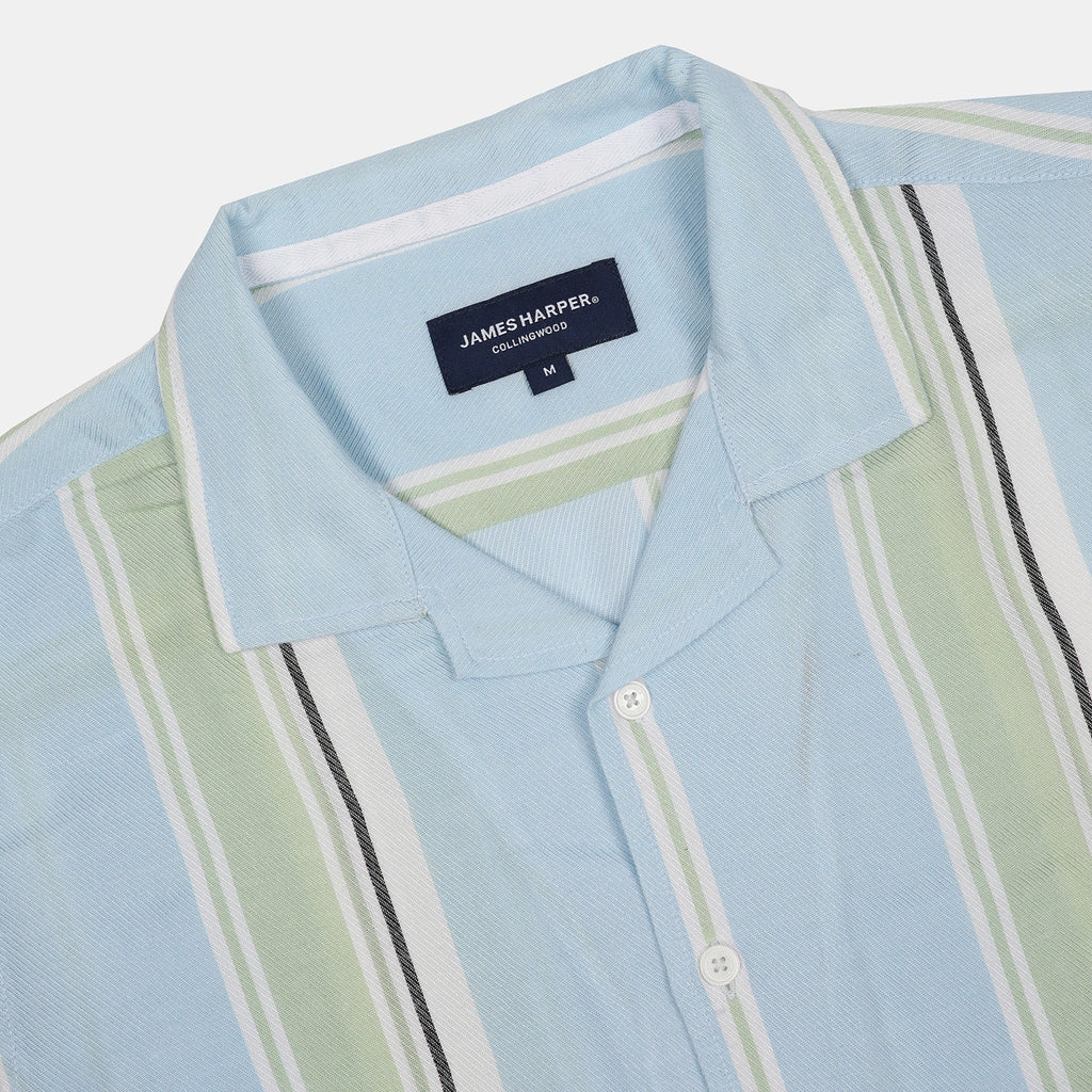 JAMES HARPER RELAXED FIT CUBAN COLLAR STRIPE S/S SHIRT JHS574