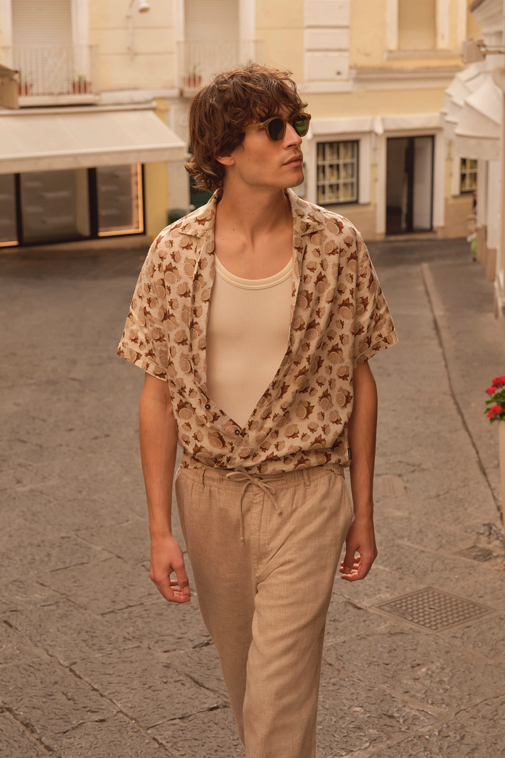 BUGATTI CITRUS PRINT LINEN S/S SHIRT 18908E