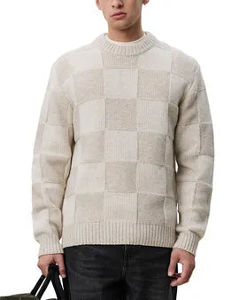 LES DEUX WOOL CHECK LOOSE FIT KNIT 1001357