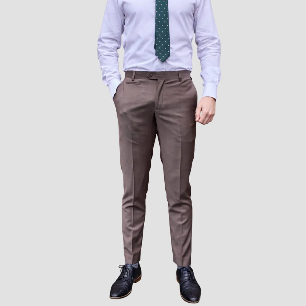 Savile Row Jesse Paz Merino Wool Suit Trouser ST01GLA in brown at Hartfords Menswear