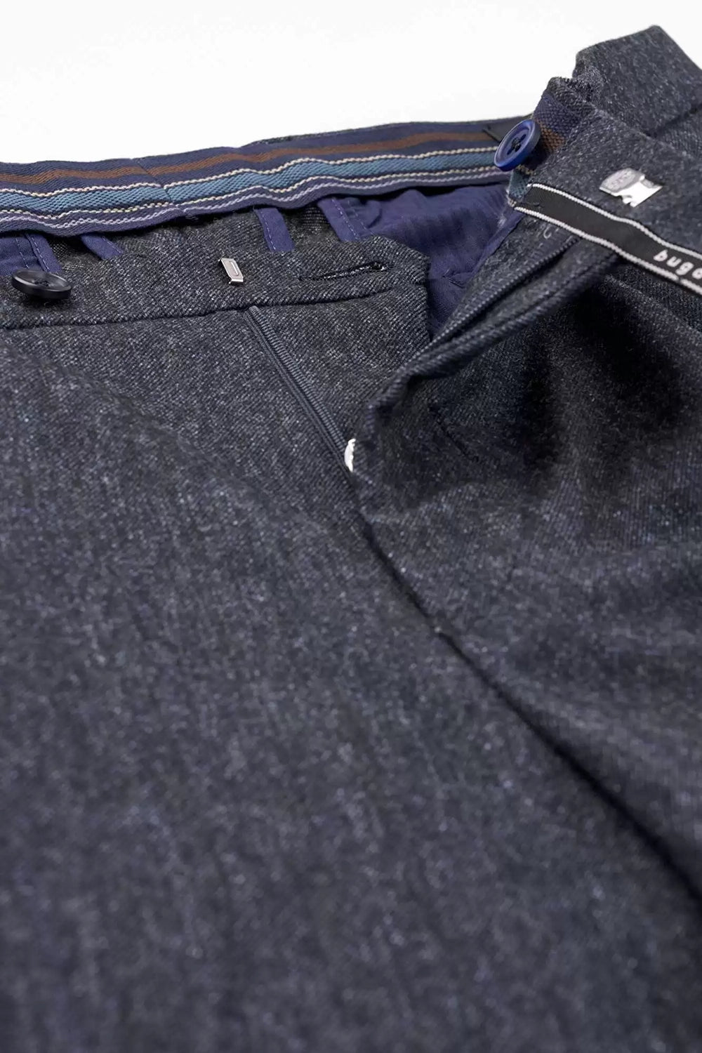 BUGATTI SINGLE PLEAT TAPERED FLANNEL STRETCH TROUSER 66185B