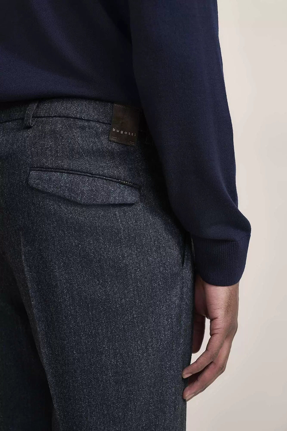 BUGATTI SINGLE PLEAT TAPERED FLANNEL STRETCH TROUSER 66185B