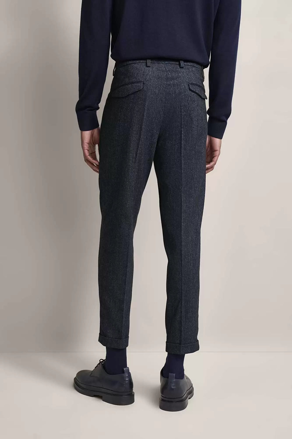 BUGATTI SINGLE PLEAT TAPERED FLANNEL STRETCH TROUSER 66185B