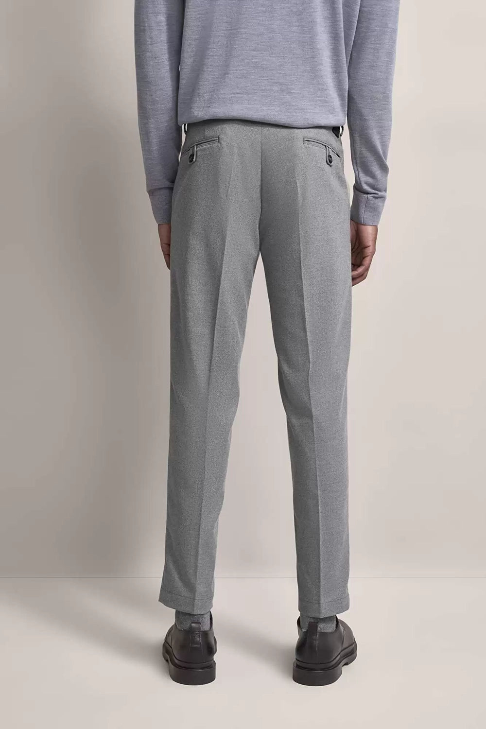 BUGATTI SINGLE PLEAT TAPERED FLANNEL STRETCH TROUSER 66181B