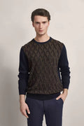 BUGATTI COTTON BLEND DIAMOND CREW NECK KNIT 65530B