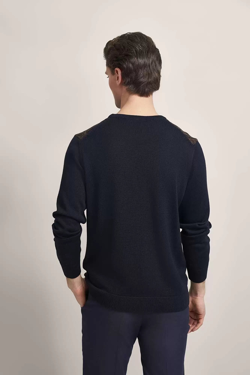 BUGATTI COTTON BLEND DIAMOND CREW NECK KNIT 65530B