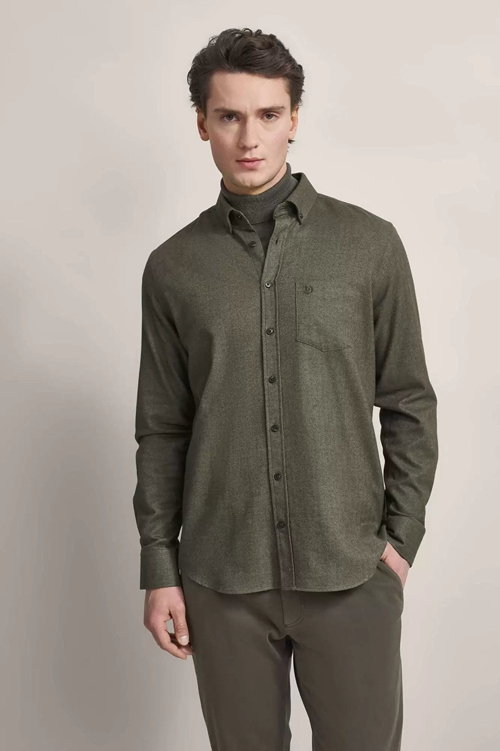 BUGATTI HERRINGBONE COTTON L/S SHIRT 68311B