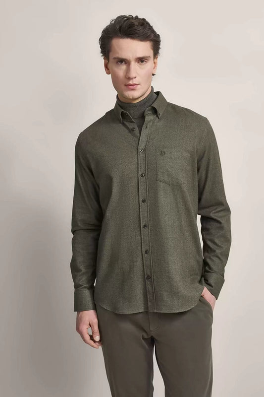 BUGATTI HERRINGBONE COTTON L/S SHIRT 68311B