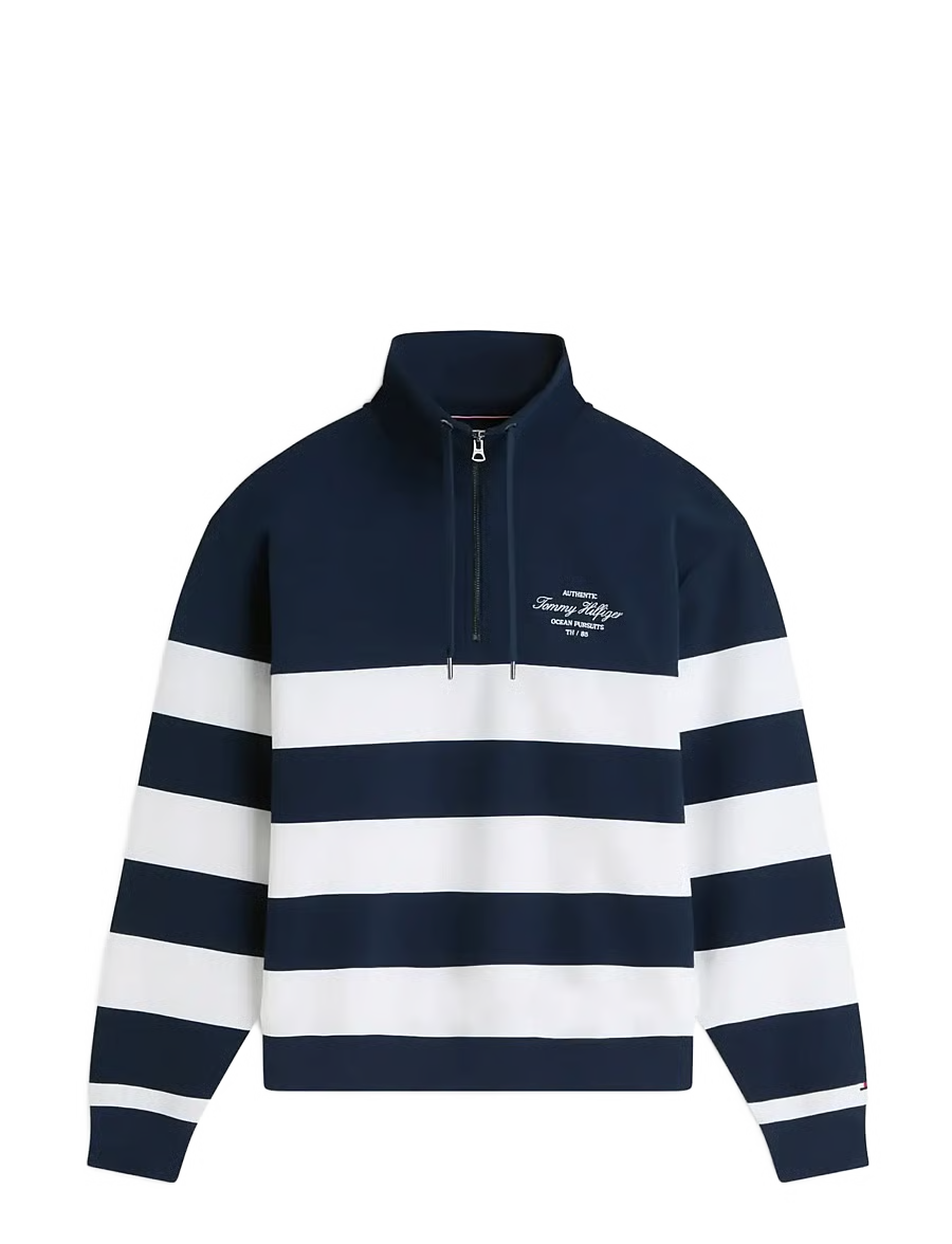 TOMMY HILFIGER NAUTICAL BLOCK STRIPE 1/4 ZIP SWEATSHIRT MW0MW43190