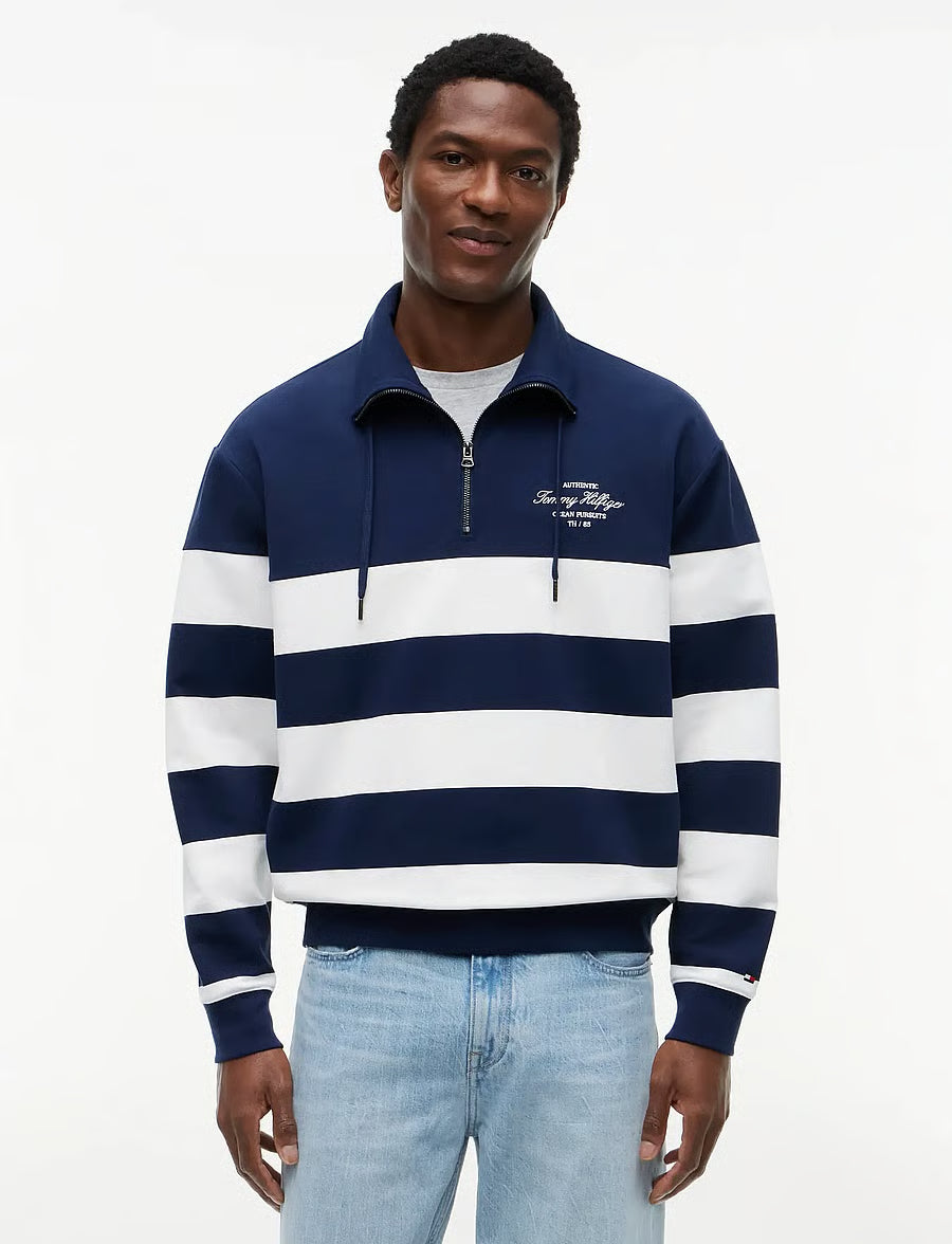 TOMMY HILFIGER NAUTICAL BLOCK STRIPE 1/4 ZIP SWEATSHIRT MW0MW43190