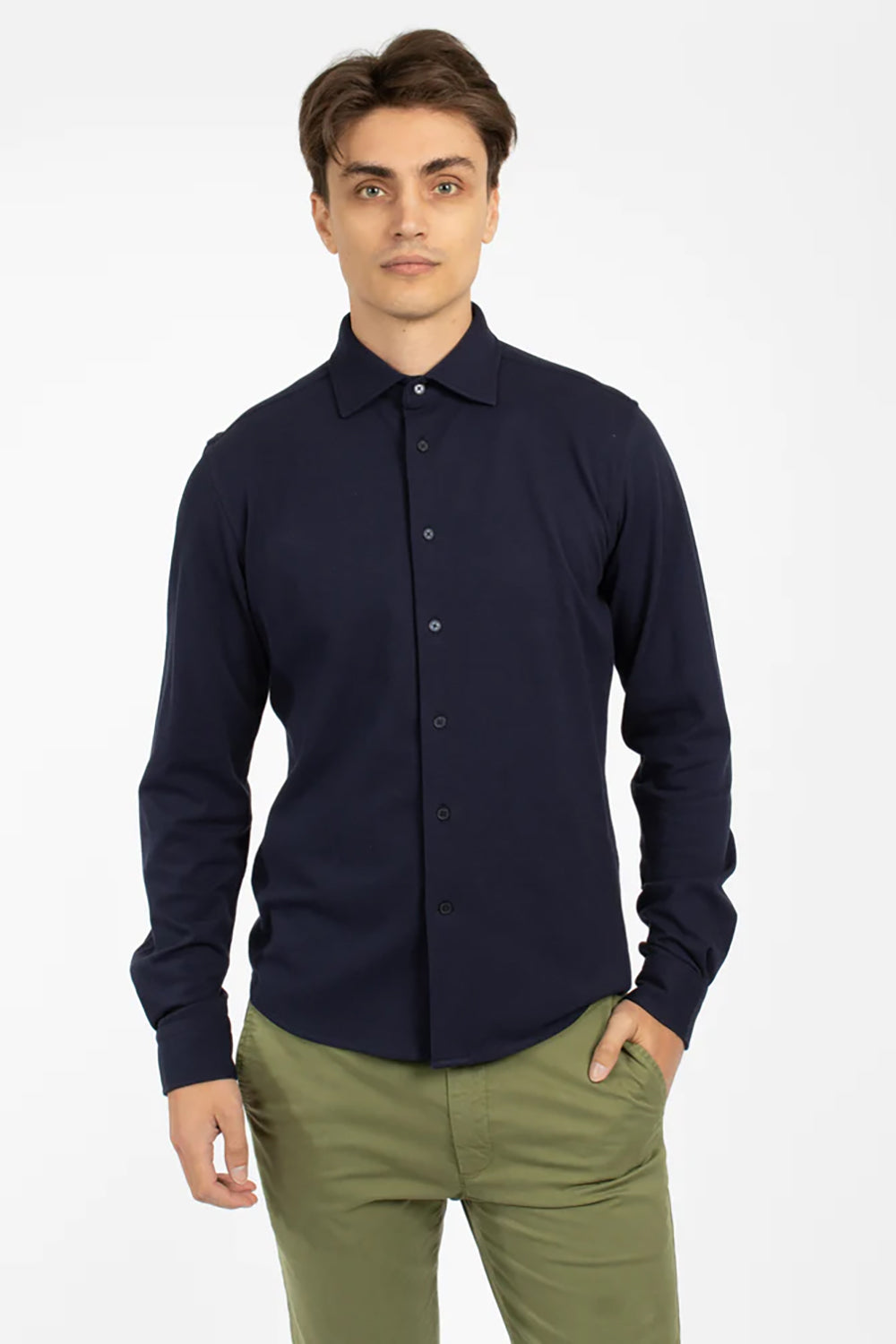 JAMES HARPER PIQUE KNITTED L/S COTTON SHIRT JHS483