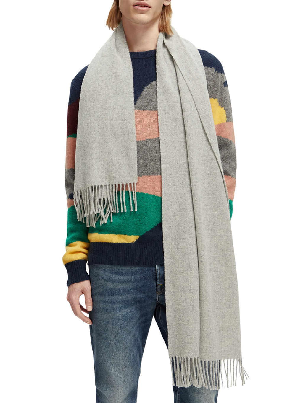 SCOTCH & SODA VIRGIN WOOL FRINGED SCARF SAS169440